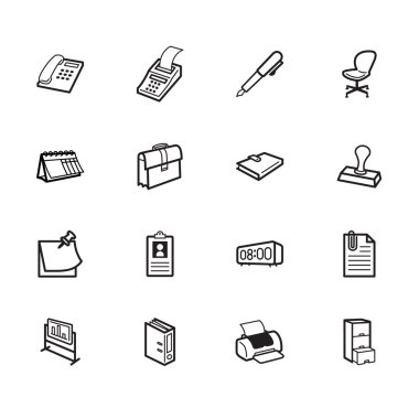 office öğesi siyah vektör simgesi beyaz arka plan ayarla