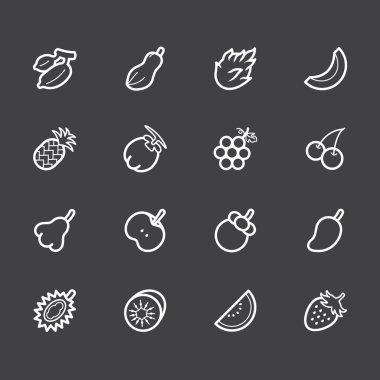 meyve üzerinde siyah arka plan ayarlamak beyaz simge vektör