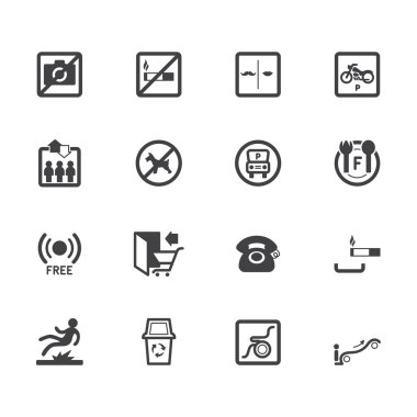 piyasa mağaza öğe siyah vektör simgesi beyaz zemin üzerine seti