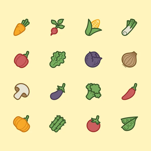 蔬菜元素矢量彩色图标集 — 图库矢量图片