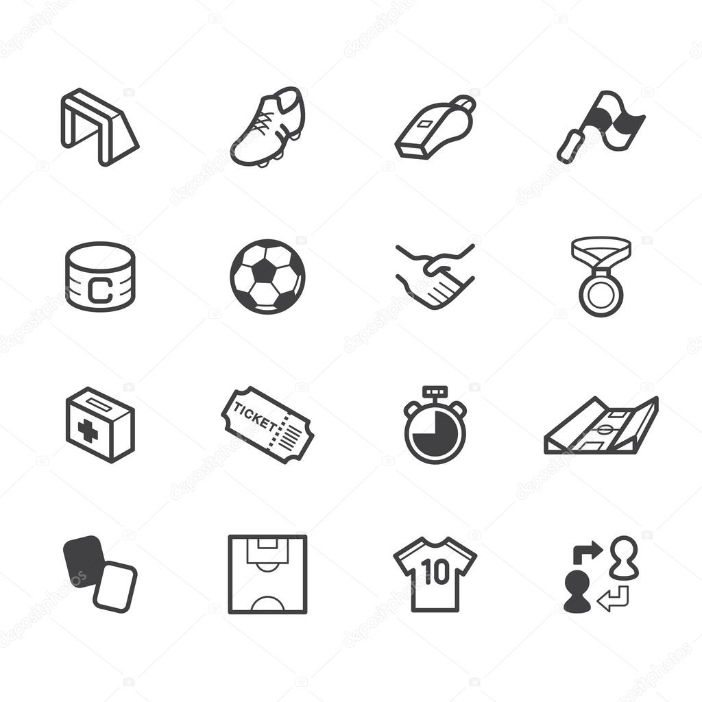 Soccer element vector color icon set