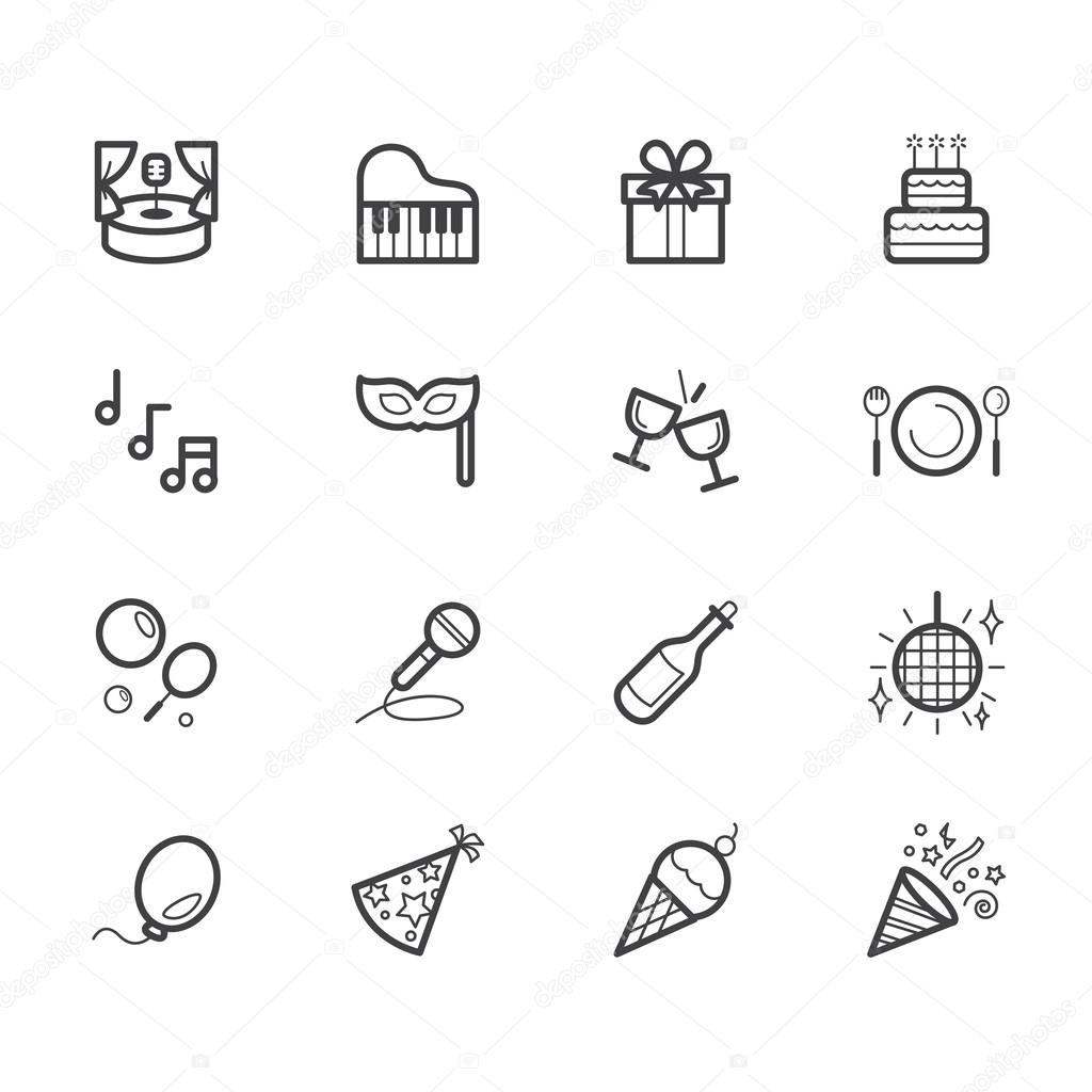 Party element vector black icon set on white background