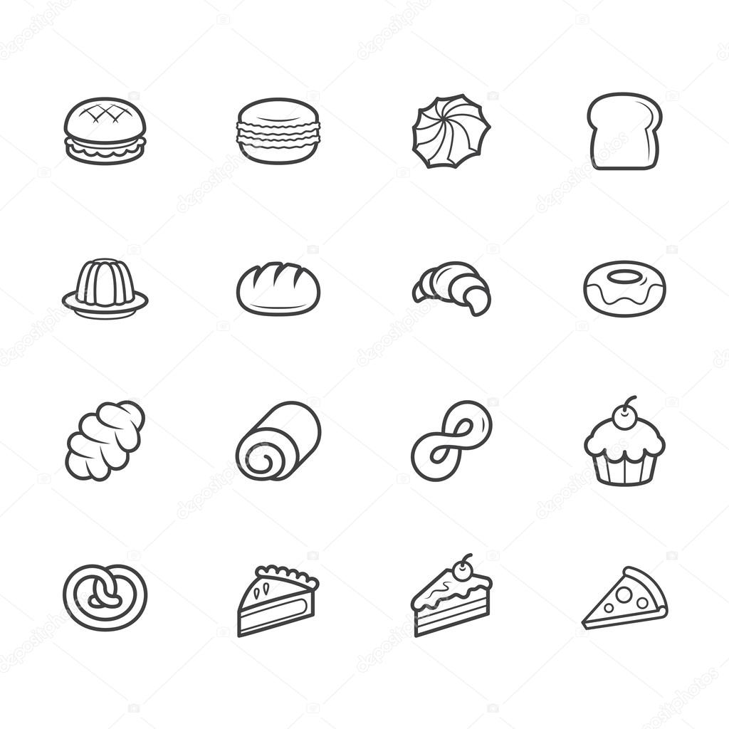 Set of bakery vecter black icon set on white background