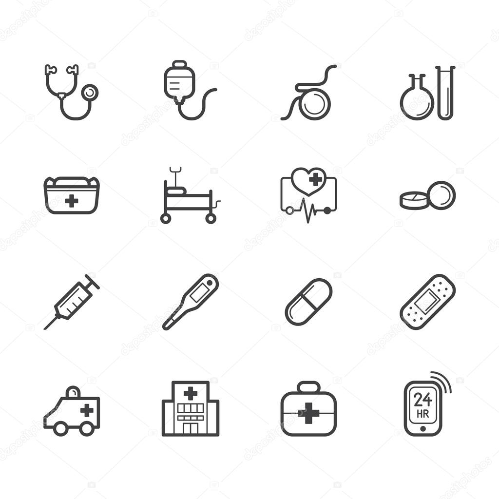 Hospital element vector black icon set on white background