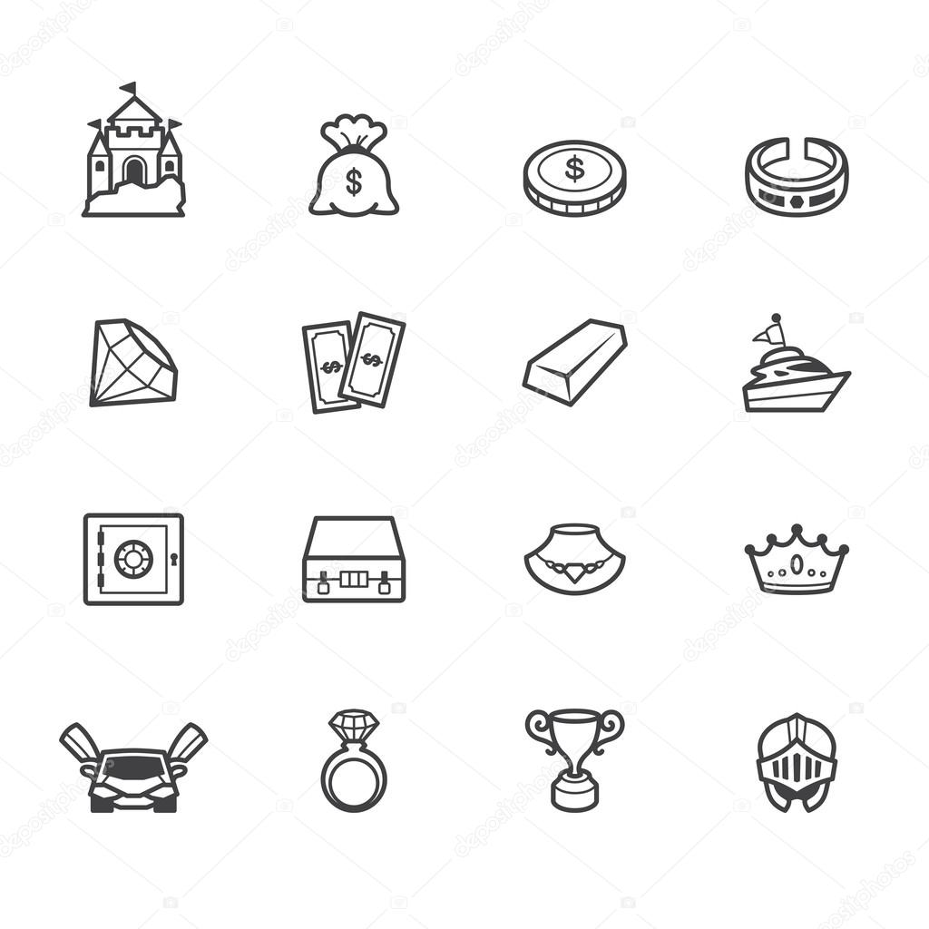 Property element vecter black icon set on white background