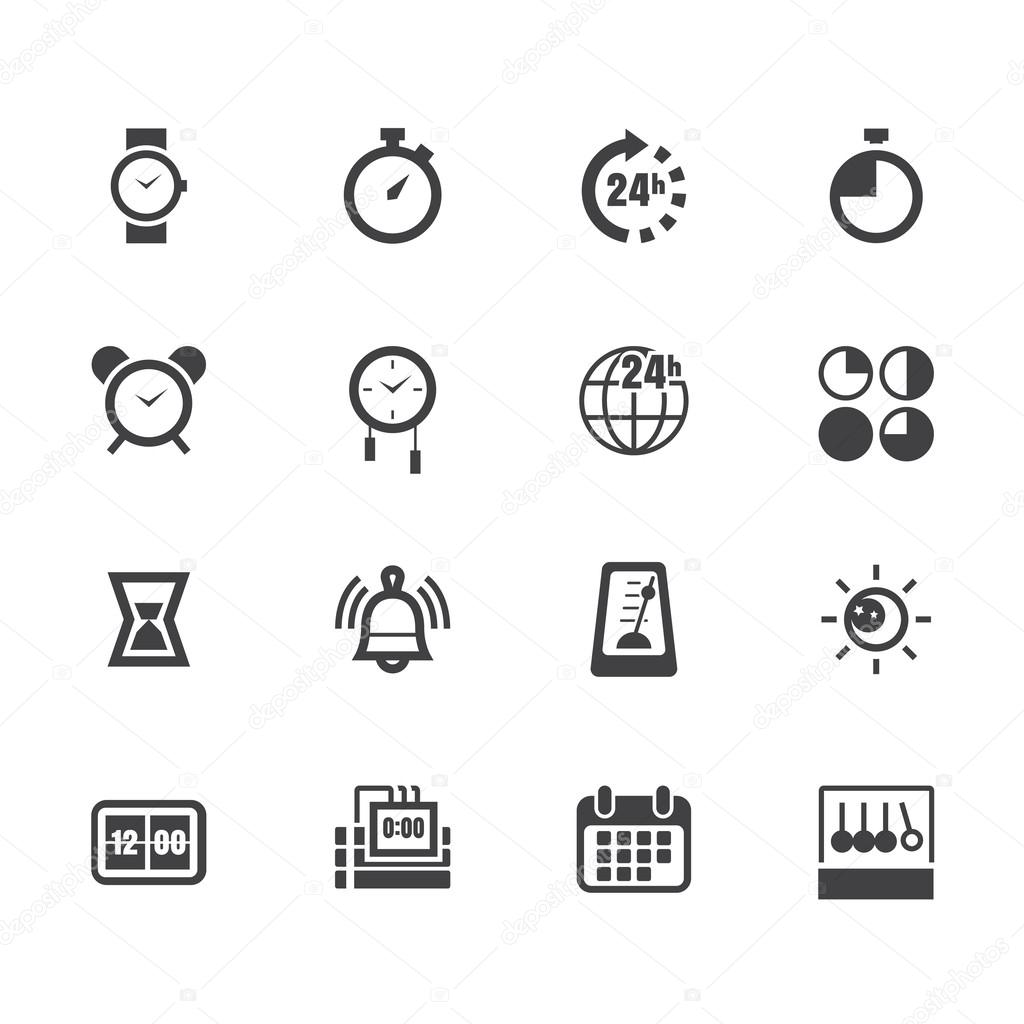 Time element vecter black icon set on white background
