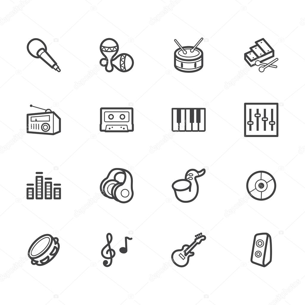 Music element vector black icon set on white background
