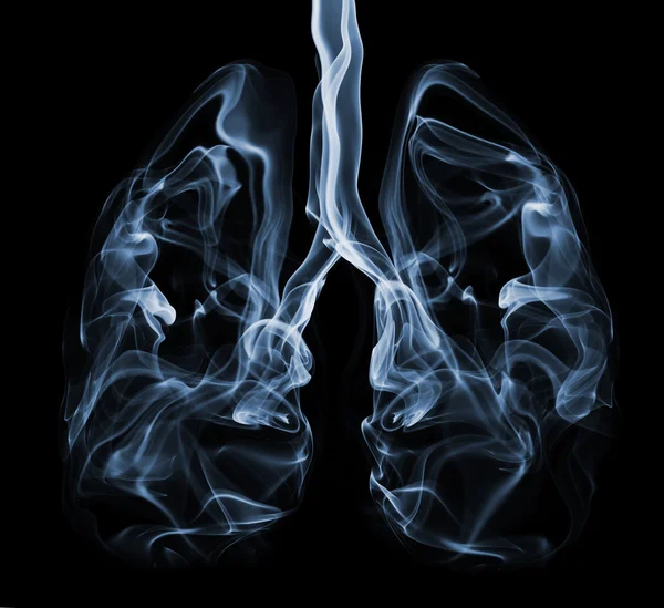 Formación de humo azul en forma de pulmones humanos. Ilustración de los pulmones de los fumadores que podrían ser utilizados en campañas de no fumadores o campañas de cáncer de pulmón . —  Fotos de Stock