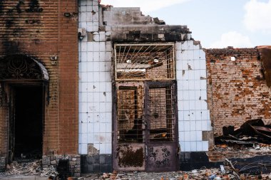 Rus barışının Trostyanets şehrindeki sonuçları. Sumy bölgesi. Sivil binalar. Rus ordusu Ukrayna 'yı işgal etti