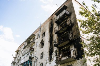 Rus barışının Trostyanets şehrindeki sonuçları. Sumy bölgesi. Sivil binalar. Rus ordusu Ukrayna 'yı işgal etti