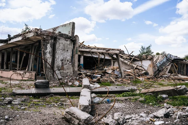 Последствия Бомбардировки Гражданских Домов Российское Военное Вторжение Украину — стоковое фото