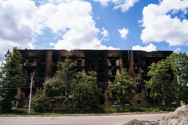 Krieg Der Ukraine Ein Niedergebranntes Ziviles Haus Des Russischen Militärs — Stockfoto