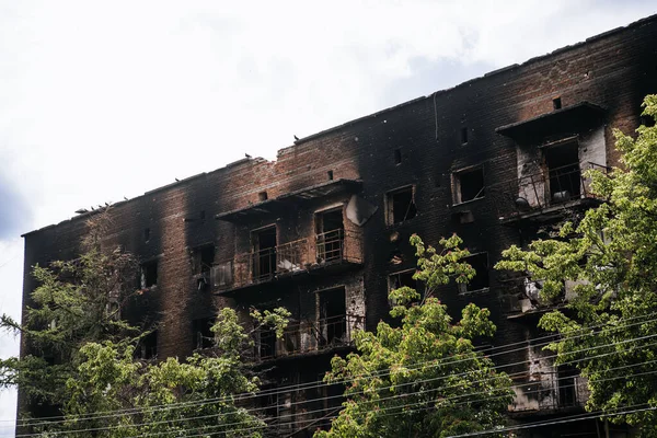 Guerre Ukraine Une Maison Civile Incendiée Par Armée Russe Dans — Photo