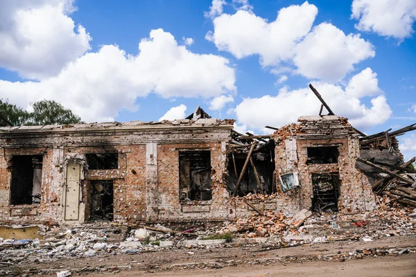 Guerre Ukraine Place Centrale Ville Trostyanets Libérée Des Russes Invasion — Photo