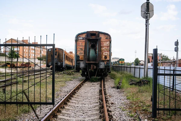Explodierte Züge Und Waggons Auf Dem Bahnhof Der Stadt Trostjanez — Stockfoto
