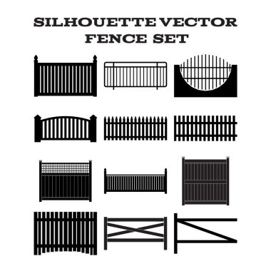 siluet vektör çitin set