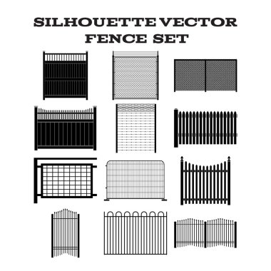 siluet vektör çitin set