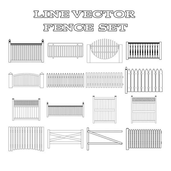 LINE VECTOR  FENCE  SET — Stock Vector