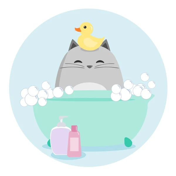 猫のお風呂を楽しんで ロイヤリティフリーのストックイラスト