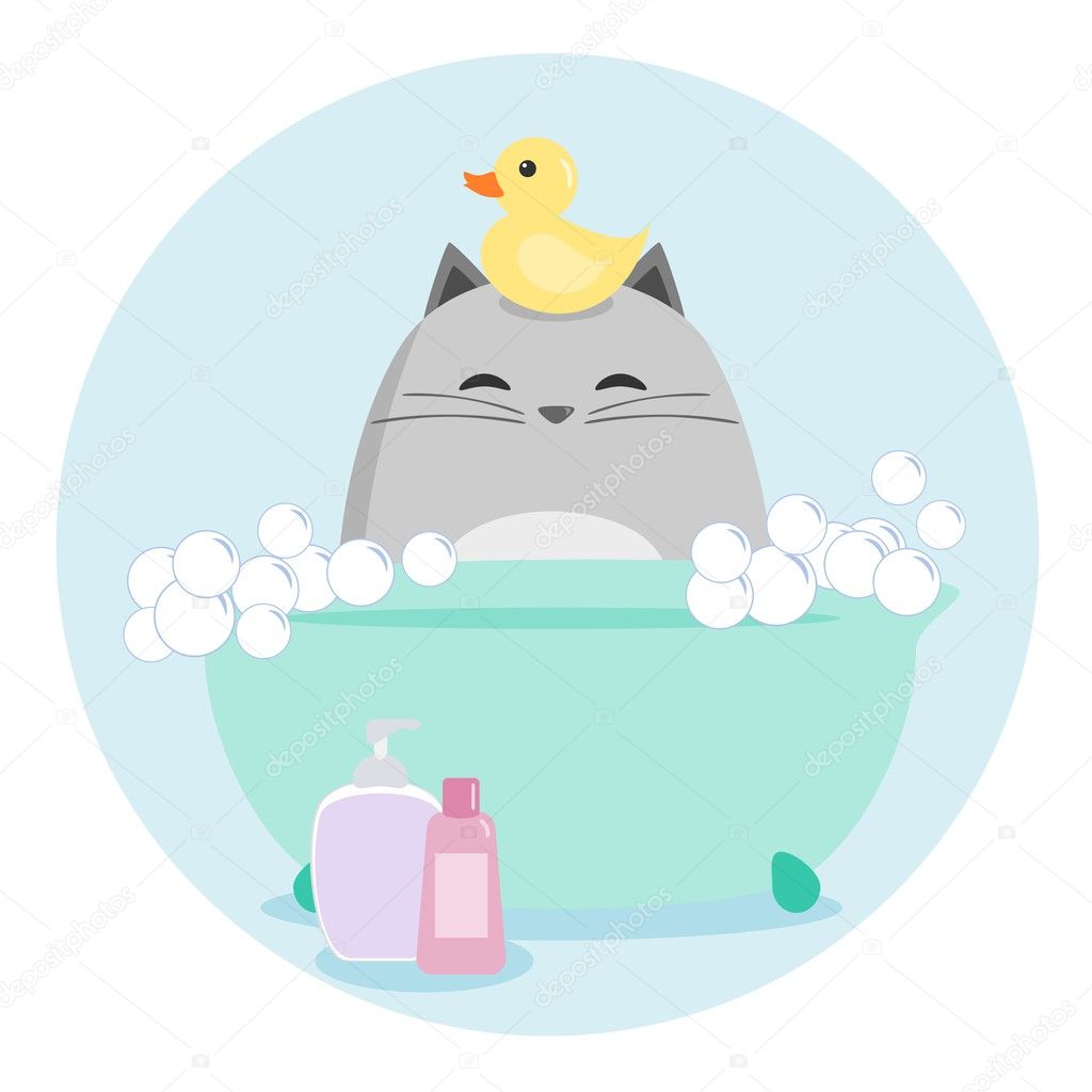 Cat Having a Bath
