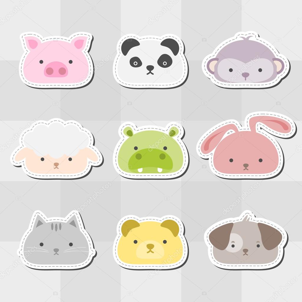 Animal Head Sticker Set