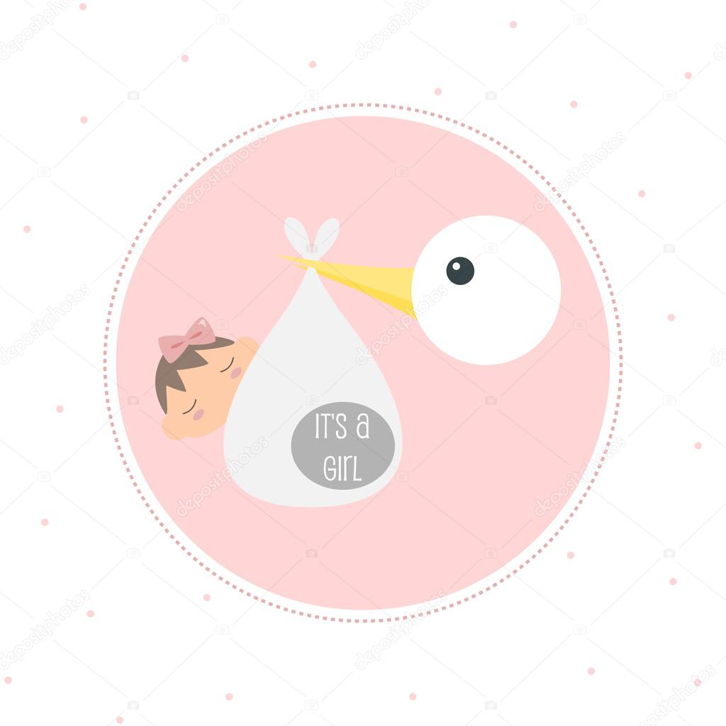 A Stork Delivering A Newborn Baby Girl