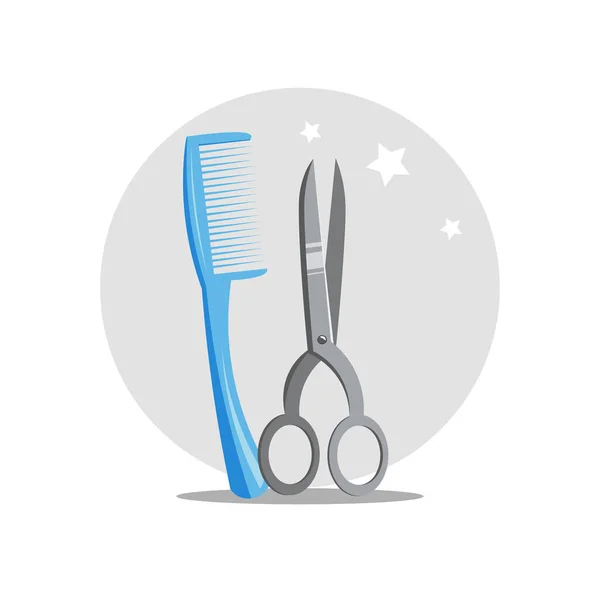 梳子和剪刀 理发师工具孤立的插图 在白色背景上的梳子和剪刀扁平图标 梳子和剪子 — 图库照片