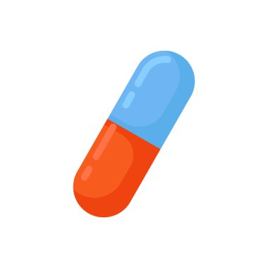Kapsül izole edilmiş illüstrasyon. Beyaz arkaplanda kapsül yassı simgesi. kapsül clipart.
