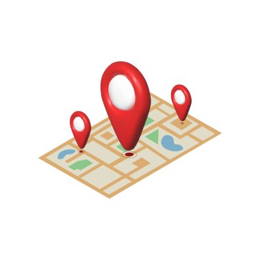 Harita 3d simgesinde harita broşu. konum 3d simgesi