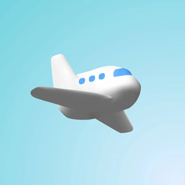 3D飞机图标 卡通白色客机3D图标 — 图库矢量图片