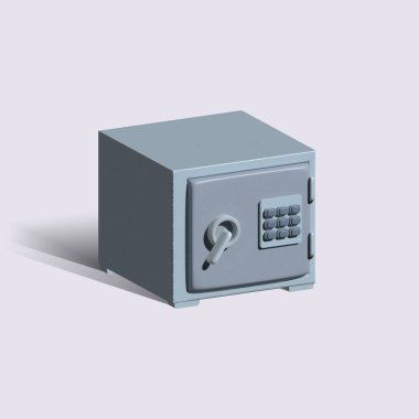 Güvenli 3D simgesi. Banka güvenli 3D illüstrasyon.