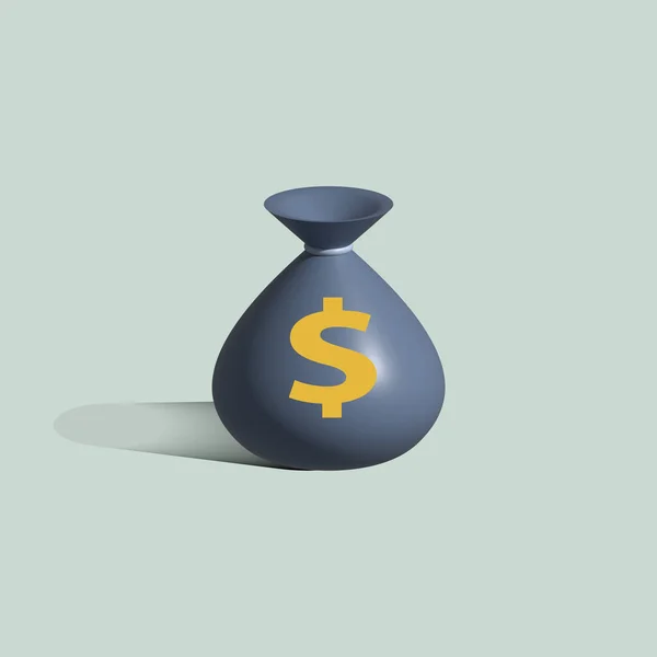 money pouch 3d icon. money bag 3d illustration. blue pouch.