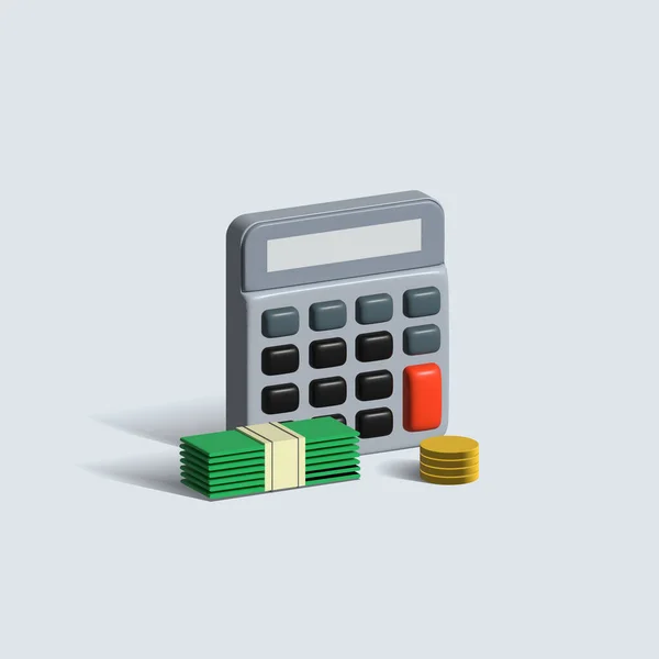 Calculator Banknotes Coins Accounting Icon Calculator Illustration — Stok fotoğraf