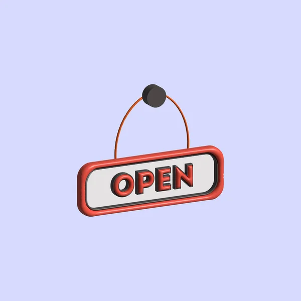 open plaque on the store door 3d icon. open 3d illustration