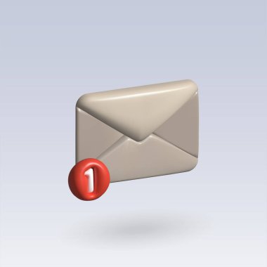 Gelen posta vektörü 3d simgesi. Posta geldi. Okunmamış posta 3d illüstrasyonu.