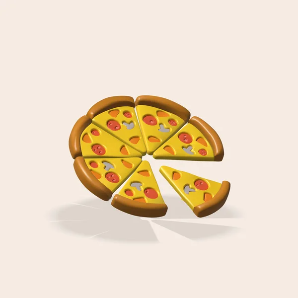 Pizza Isolated Vector Icon Pizza Illustration — Wektor stockowy