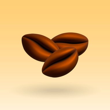 Coffee bean isolated vector 3d icon. Coffee beans 3d illustration.