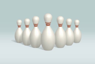 bowling pins isolated vector 3d icon. Group of bowling pins 3d illustration.