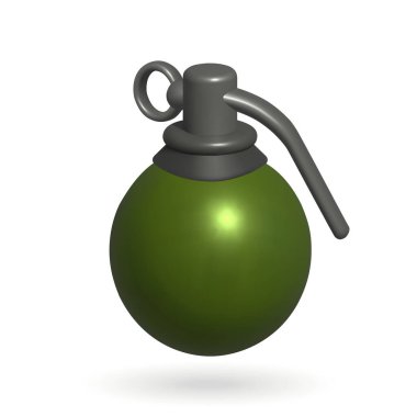 grenade isolated vector 3d icon. hand grenade 3d illustration.