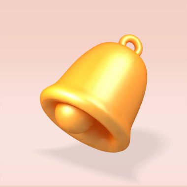 Sarı çan 3D ikonu. Bildirim çanı 3d illüstrasyonunu izole etti.