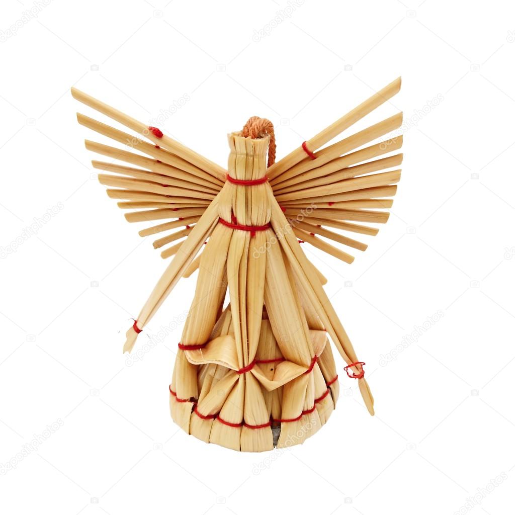 Handmade christmas decoration angel from straw