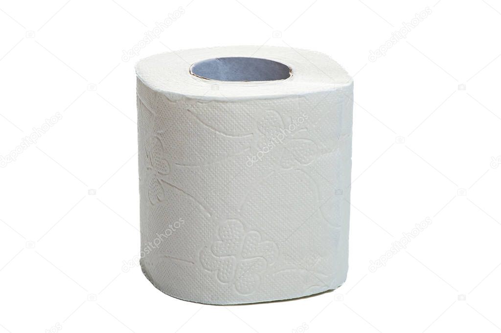 toilet paper roll on insulated white background