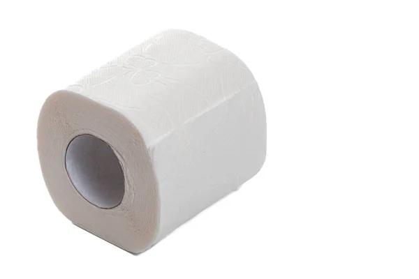 Wc-papier roll op geïsoleerde witte achtergrond, kopieerruimte — Stockfoto