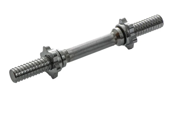 Halterler için metal boyun beyaz izole arkaplanda parçalanmış halde.