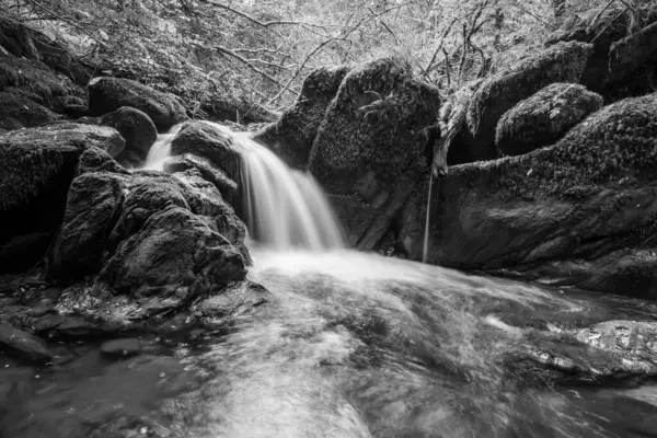 Dlouhé Vystavení Vodopádu Řece Hoar Oak Vodní Tok Lesem Watersmeet — Stock fotografie