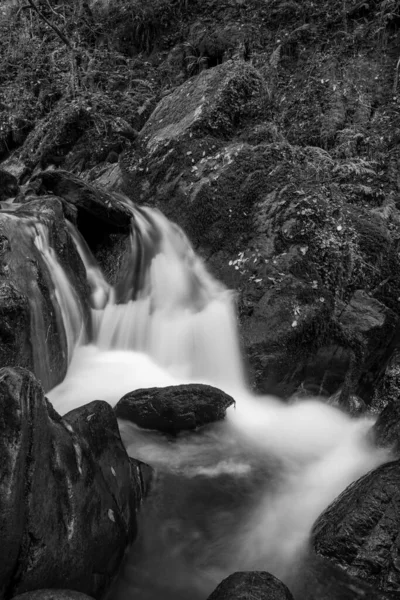 Długa Ekspozycja Wodospadu Rzece Hoar Oak Water Przepływającej Przez Lasy — Zdjęcie stockowe
