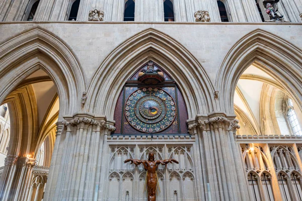英国索默塞特 2002年10月30日索默塞特韦尔斯大教堂的钟表 — 图库照片