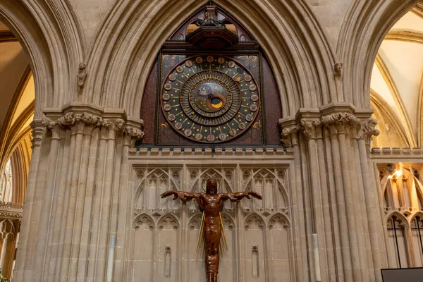 Wells Somerset Royaume Uni Octobre 2021 Vue Horloge Dans Cathédrale — Photo