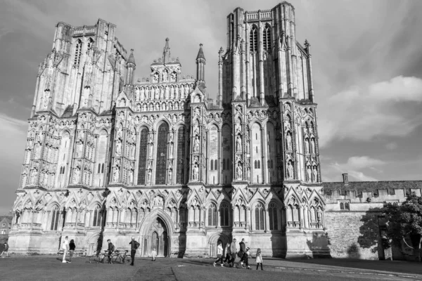 Wells Somerset Reino Unido Outubro 2021 Vista Frente Oeste Catedal — Fotografia de Stock