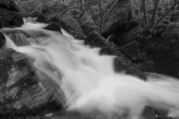 Black Whitew Photo Waterfall Hoar Oak Water River Watersmmet Exmoor — Stock Photo, Image